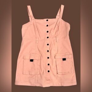 Pink Button Down Dress with Pockets
